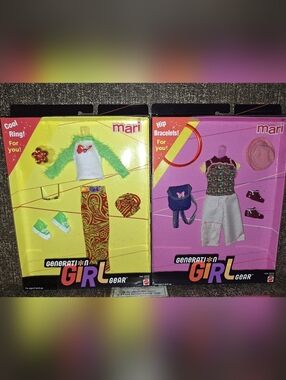Mari 1999 Generation Girl Doll Outfit Set Of 2 - Lime Green, White & Red Paisley